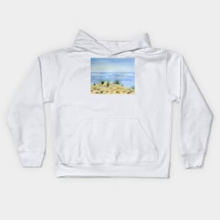 Ocean and Dunes Fine Art Watercolor Kids Hoodie